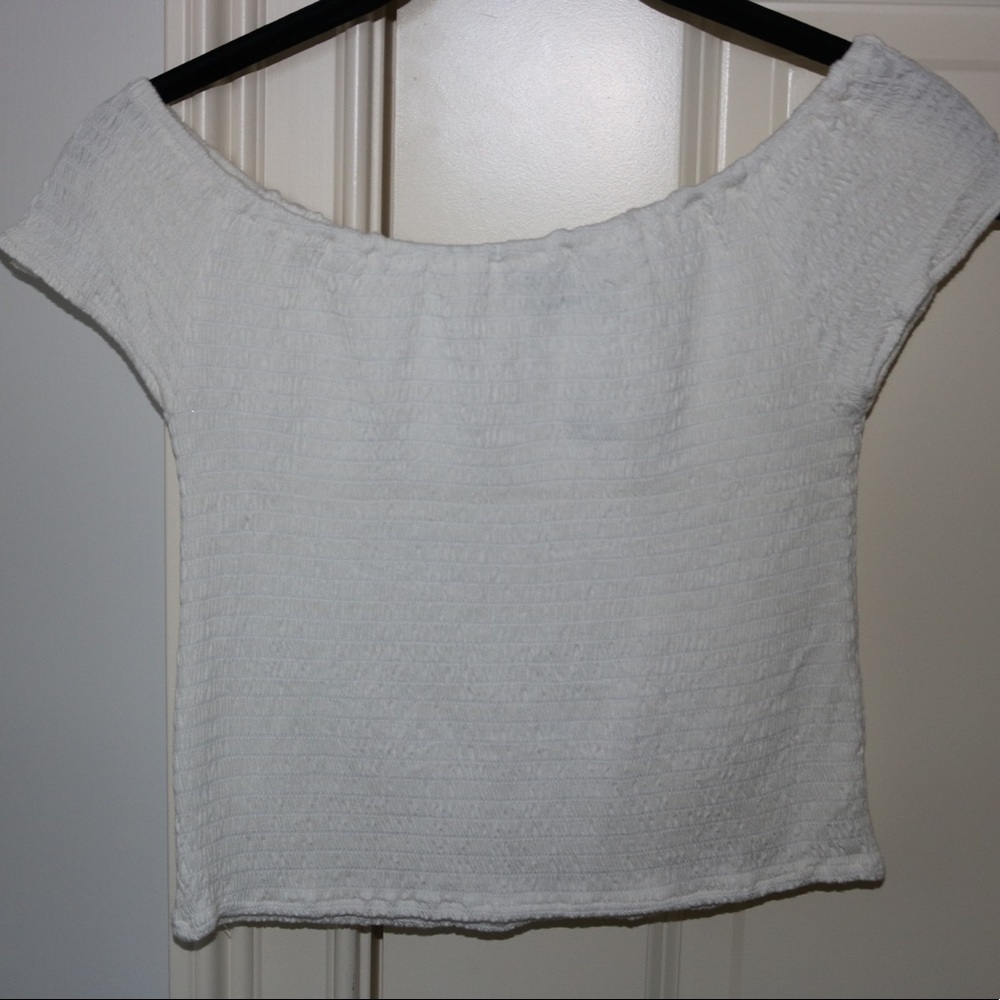 White ruched off the shoulder top